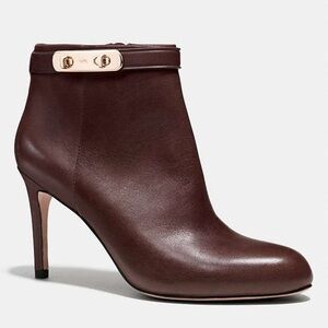 Coach chocolate brown leather Regina high heel ankle boots - size 8.5 NWT